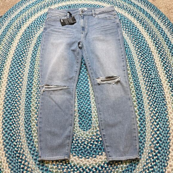 Paige Light Denim Hoxton Crop Fiesta Destructed Jeans Women's 22 New Tags - Picture 6 of 10